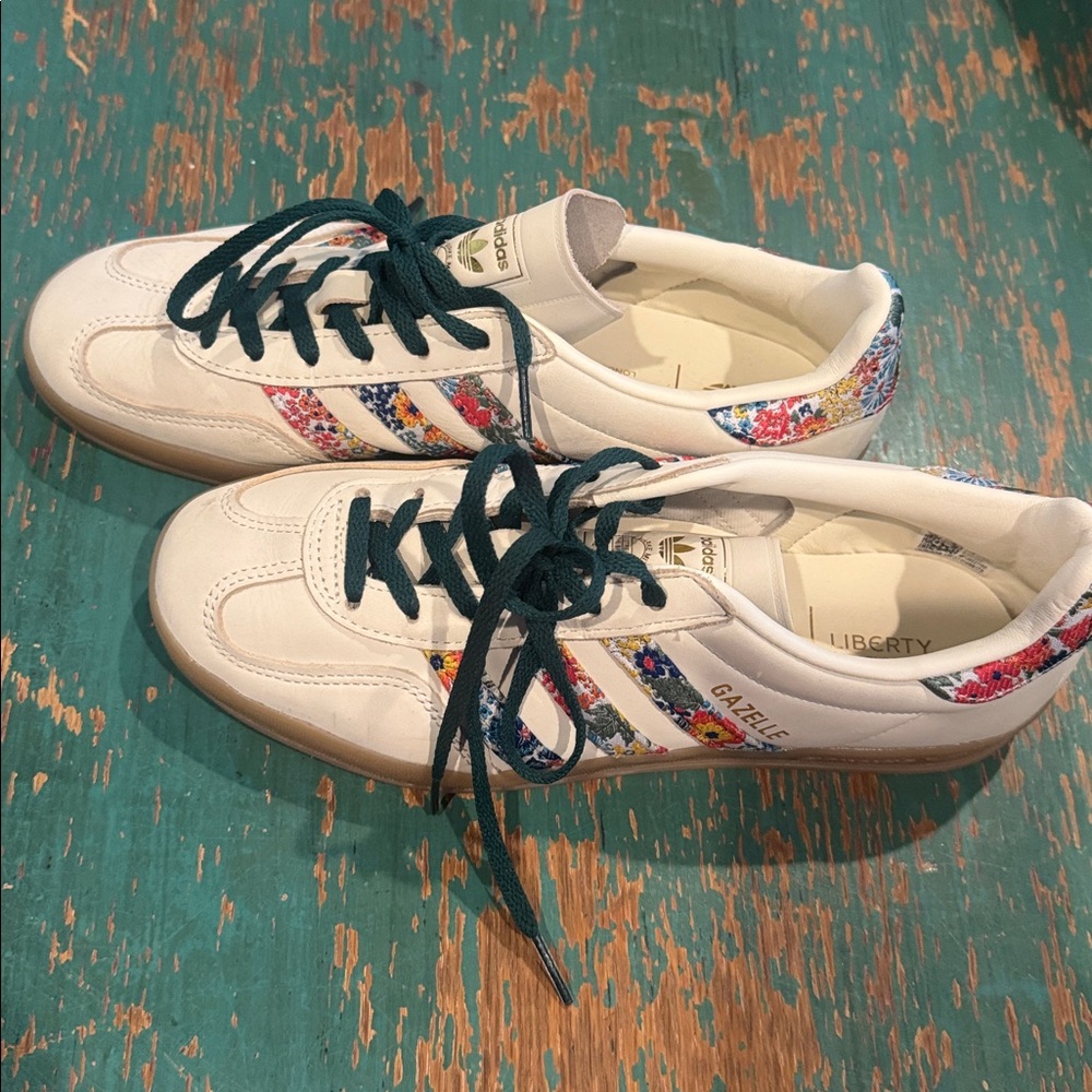 Adidas Gazelle White Sneakers with Floral Design
